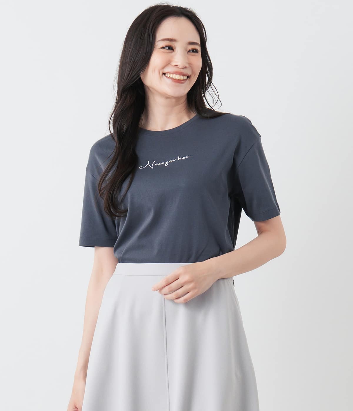 半袖クルーネックロゴTシャツ レディース コットン
