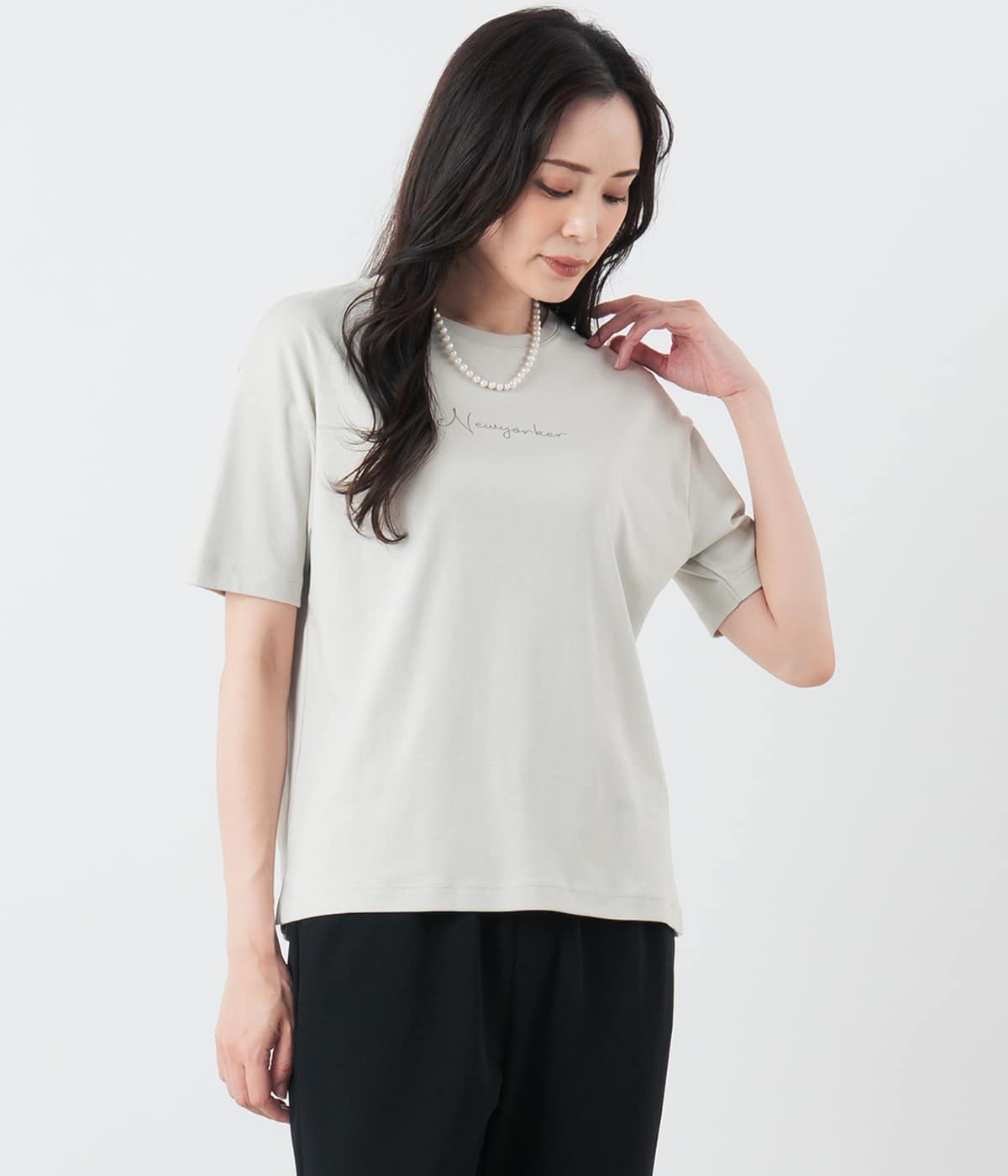 半袖クルーネックロゴTシャツ レディース コットン