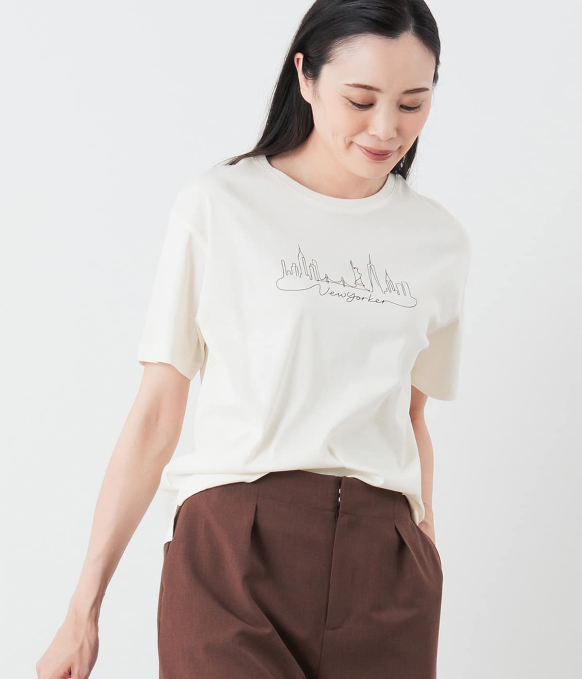 半袖クルーネックロゴTシャツ レディース コットン