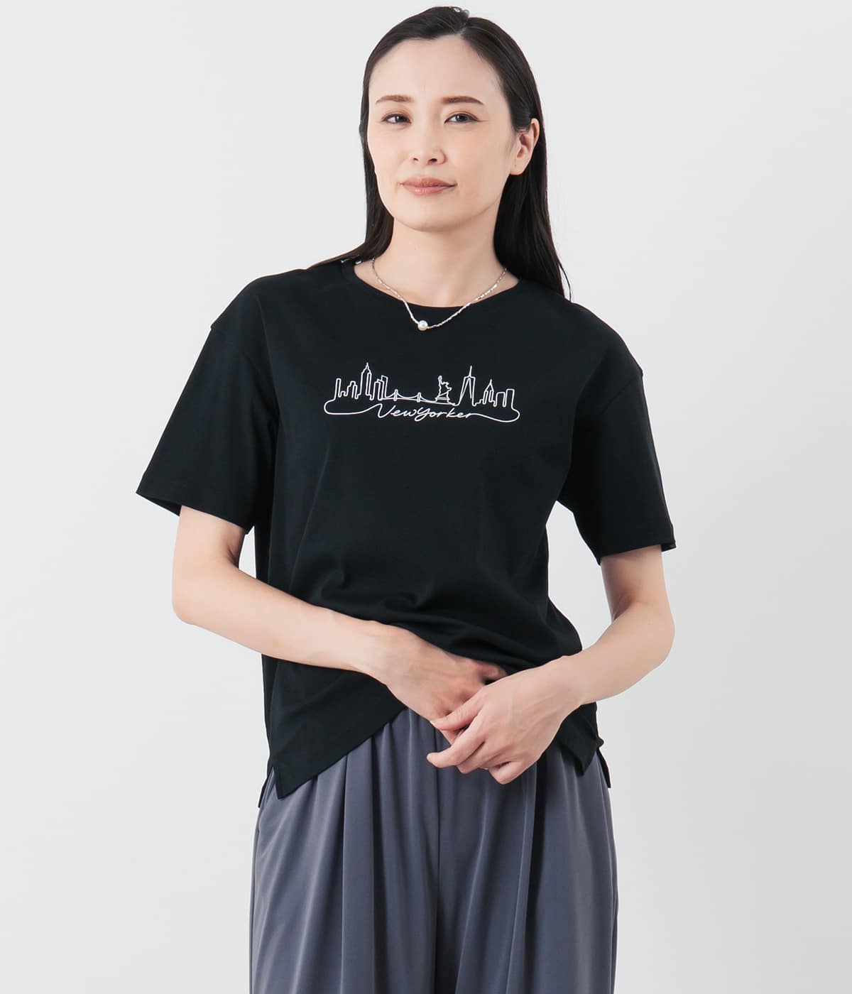 半袖クルーネックロゴTシャツ レディース コットン