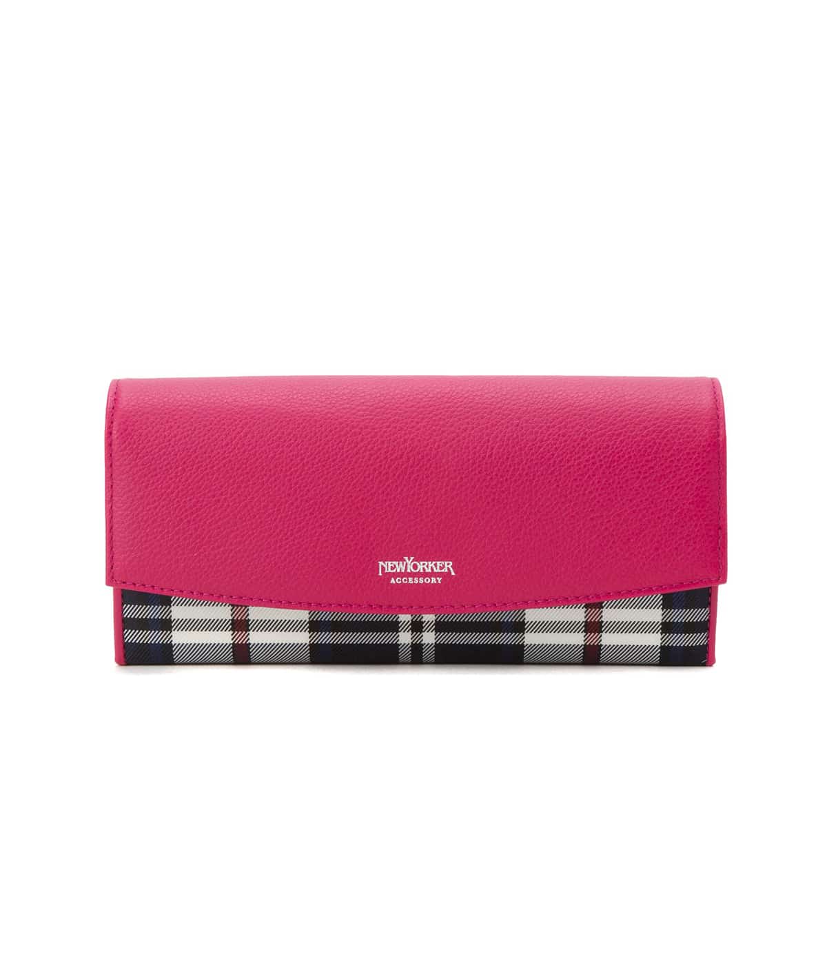 レザー＆ニューヨーカータータン フラップ長財布