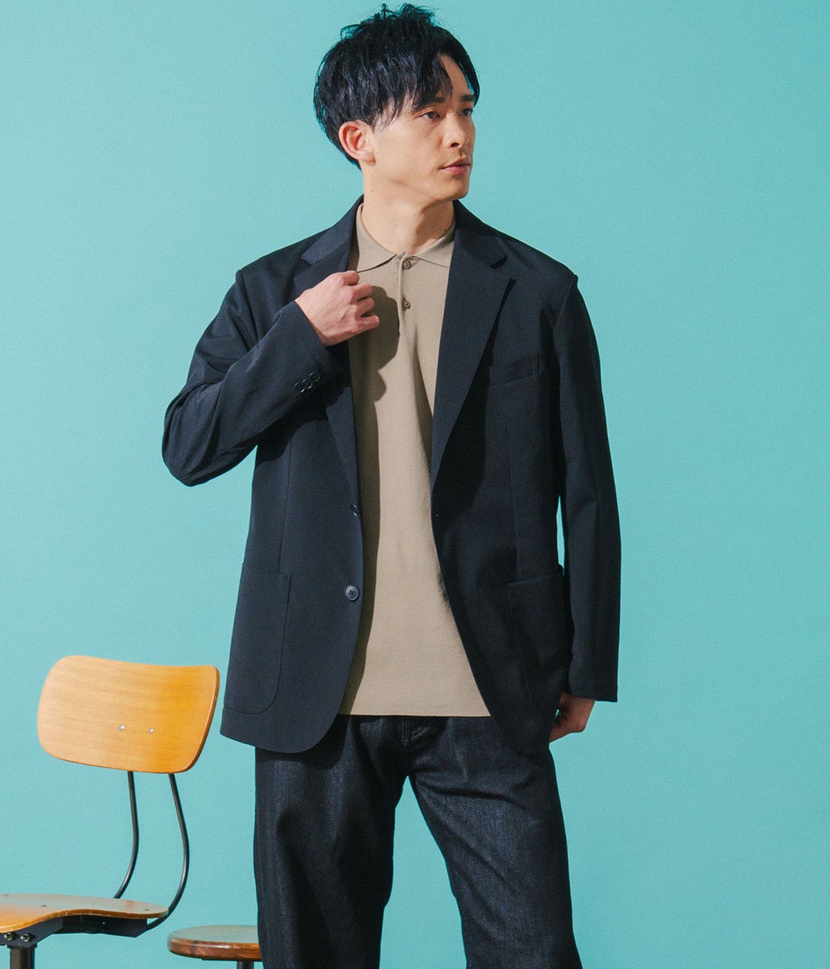 【洗える・防シワ・ストレッチ・セットアップ可】エアリージャケット