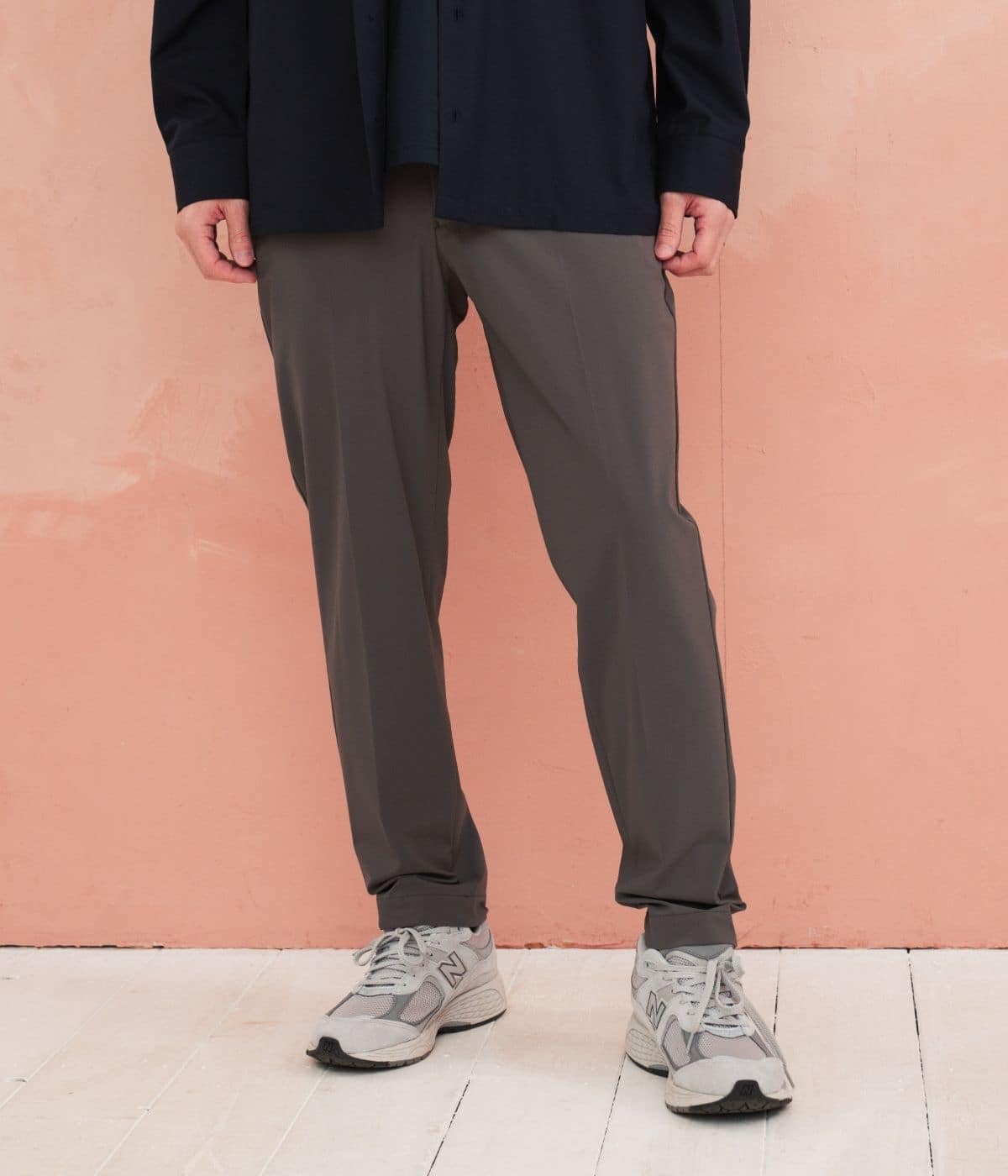 【撥水・接触冷感・洗える・ストレッチ・セットアップ可・ウエストゴム】ストレッチサイドシャーリングパンツ