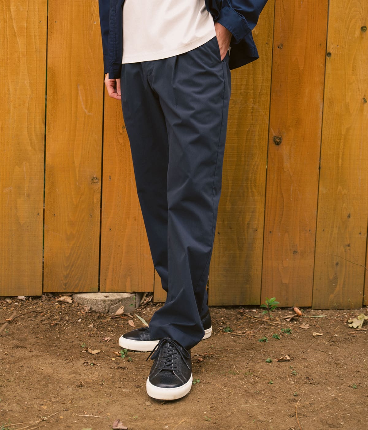 【撥水・接触冷感・洗える・ストレッチ・セットアップ可・ウエストゴム】ストレッチサイドシャーリングパンツ