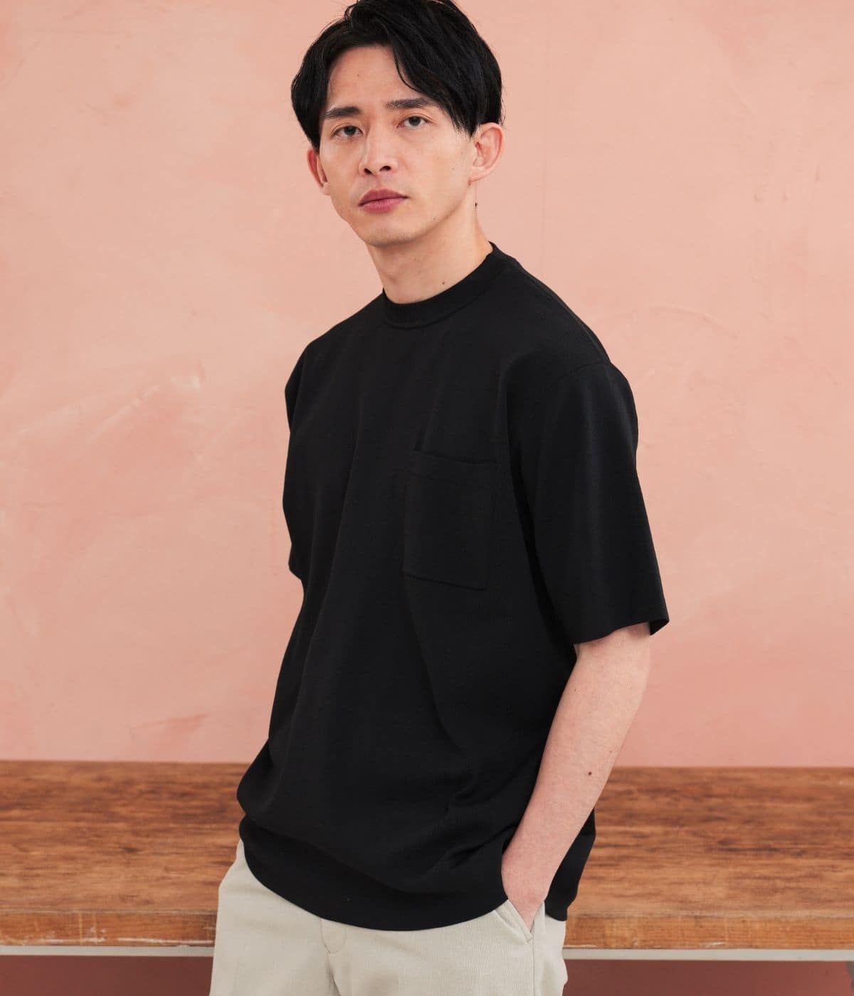 【ウォッシャブル・軽量・ストレッチ】エフォートレス クルーネックニットTシャツ