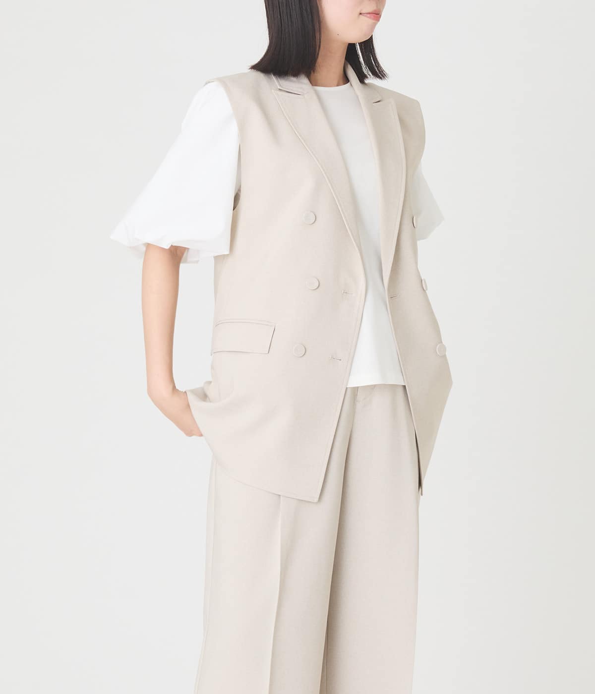 【着回し・オンオフ・セットアップ可】テーラードジレ