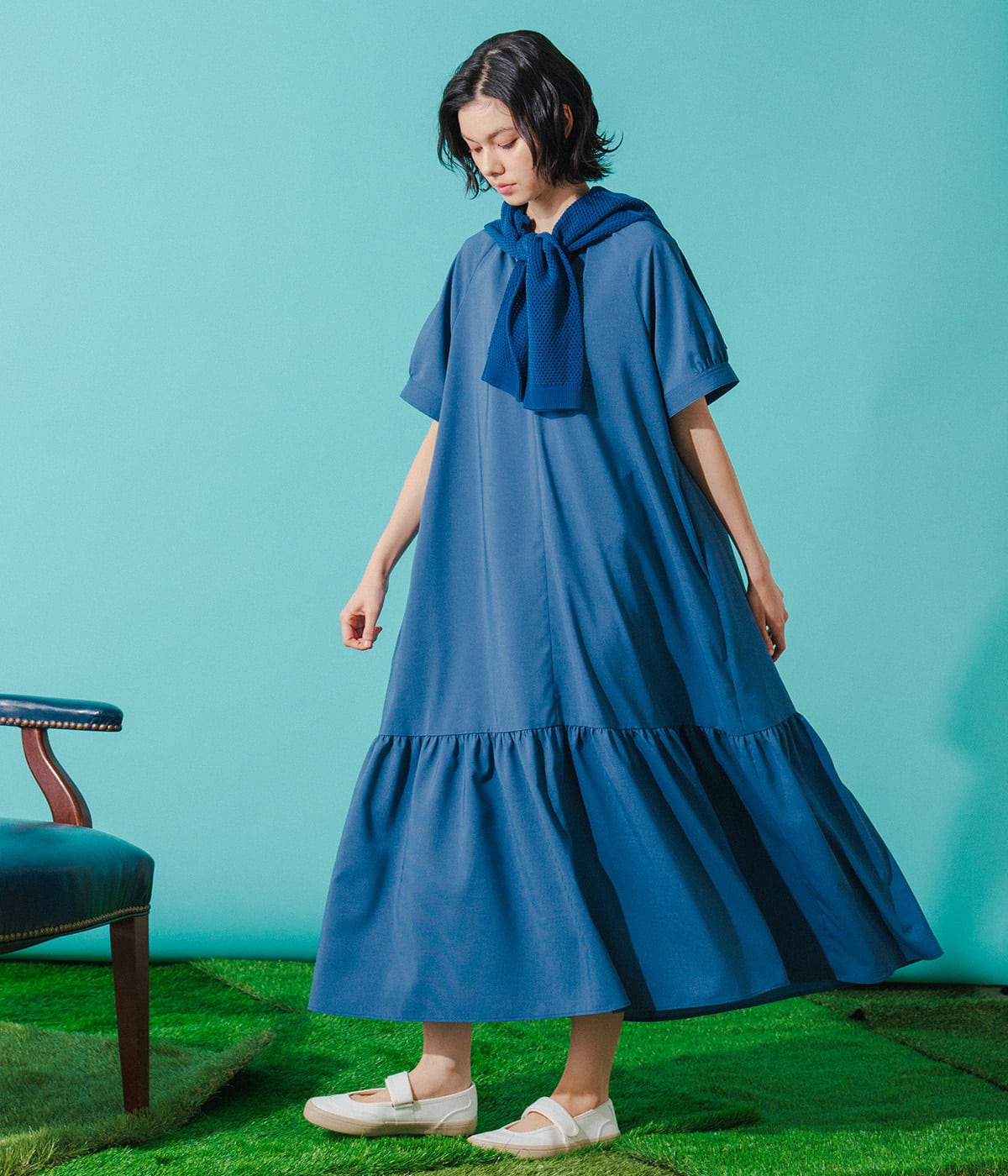 【一枚で決まる・オンオフ】スキッパーティアードワンピース