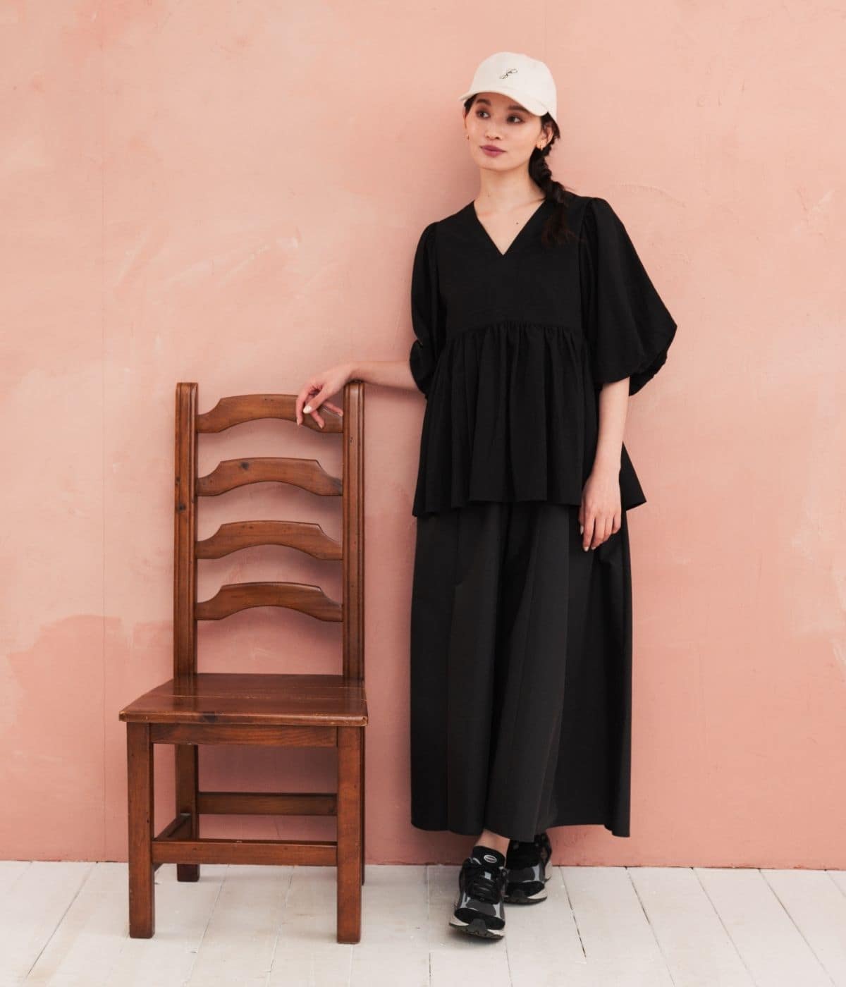 【シーズンレス・着映え・体型カバー】キャミソールギャザーワンピース