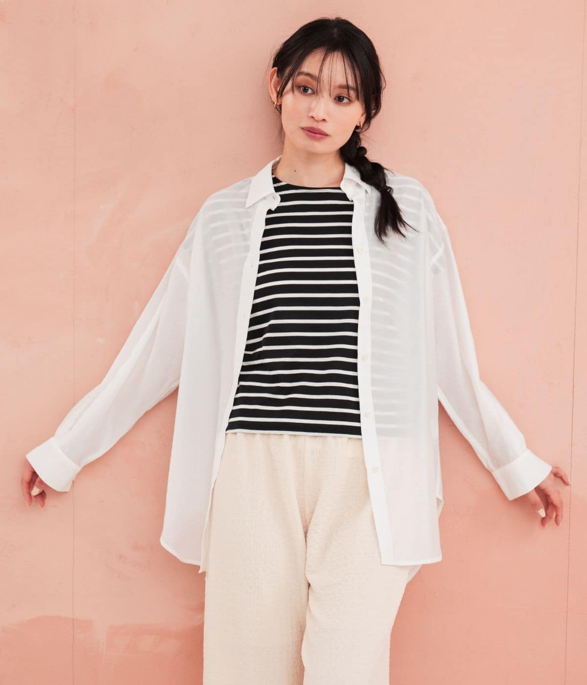 【着回し・日除け・オンオフ】シアーオーバーシャツ