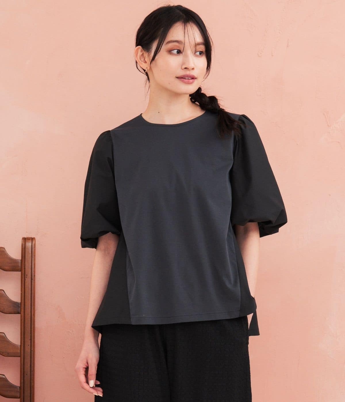 【着映え・オンオフ・二の腕カバー】ドッキングブラウス