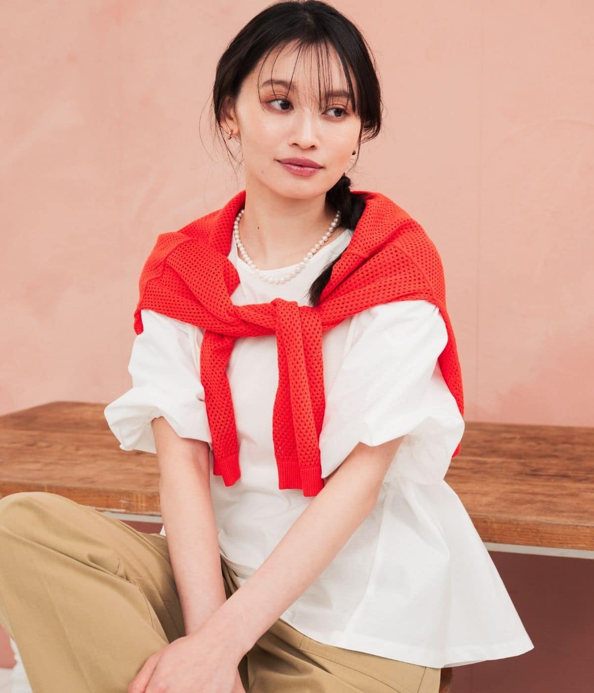 【着映え・オンオフ・二の腕カバー】ドッキングブラウス