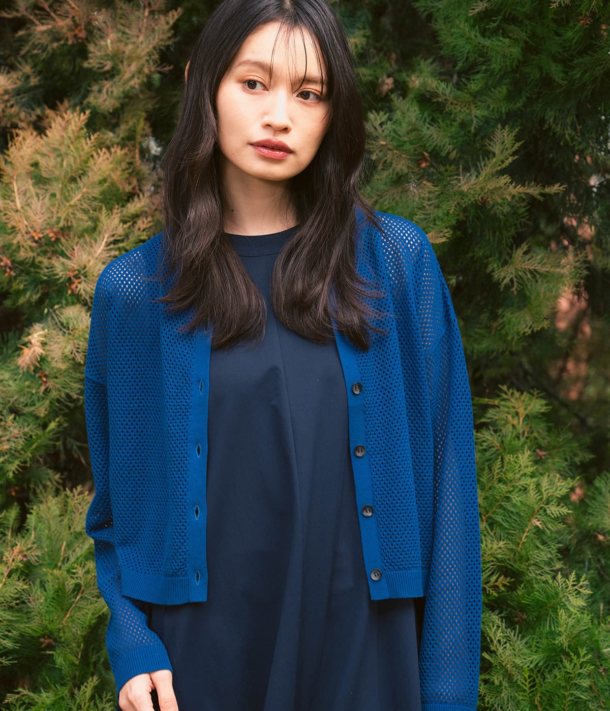 【冷房対策・シーズンレス】メッシュボレロカーディガン