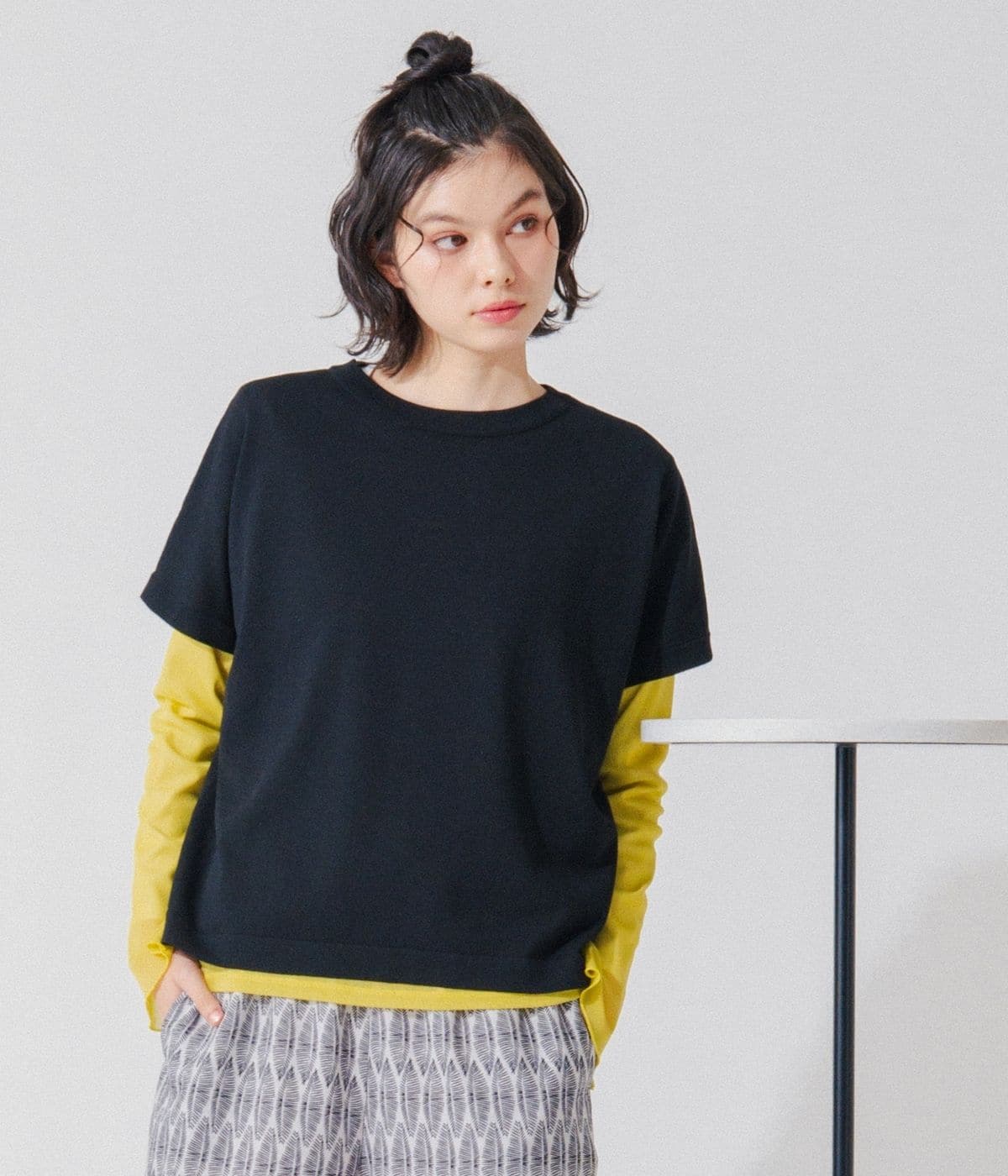 【ドライタッチ・着映え】クルーネックニットTシャツ