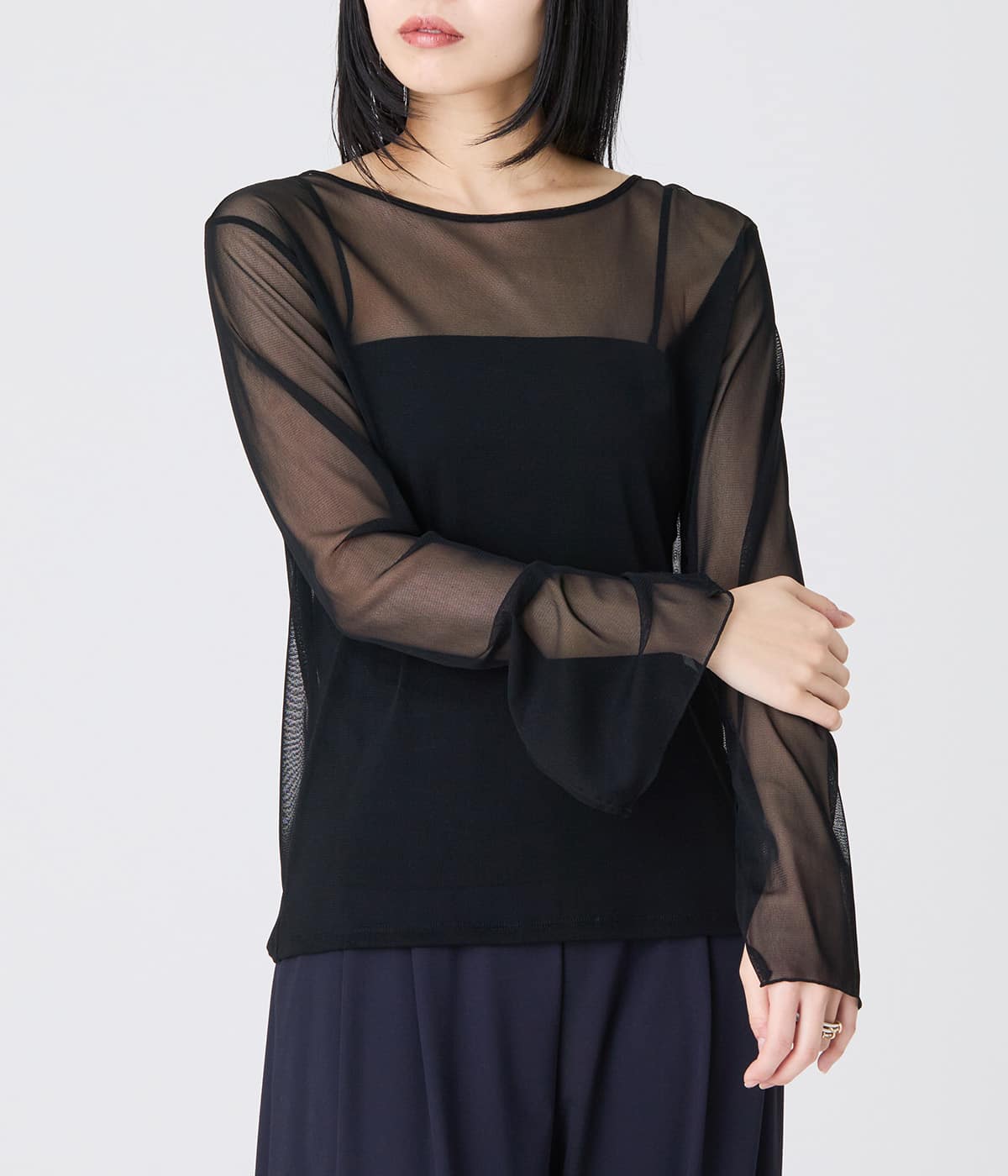 【着回し・日除け】シアーロングスリーブプルオーバー