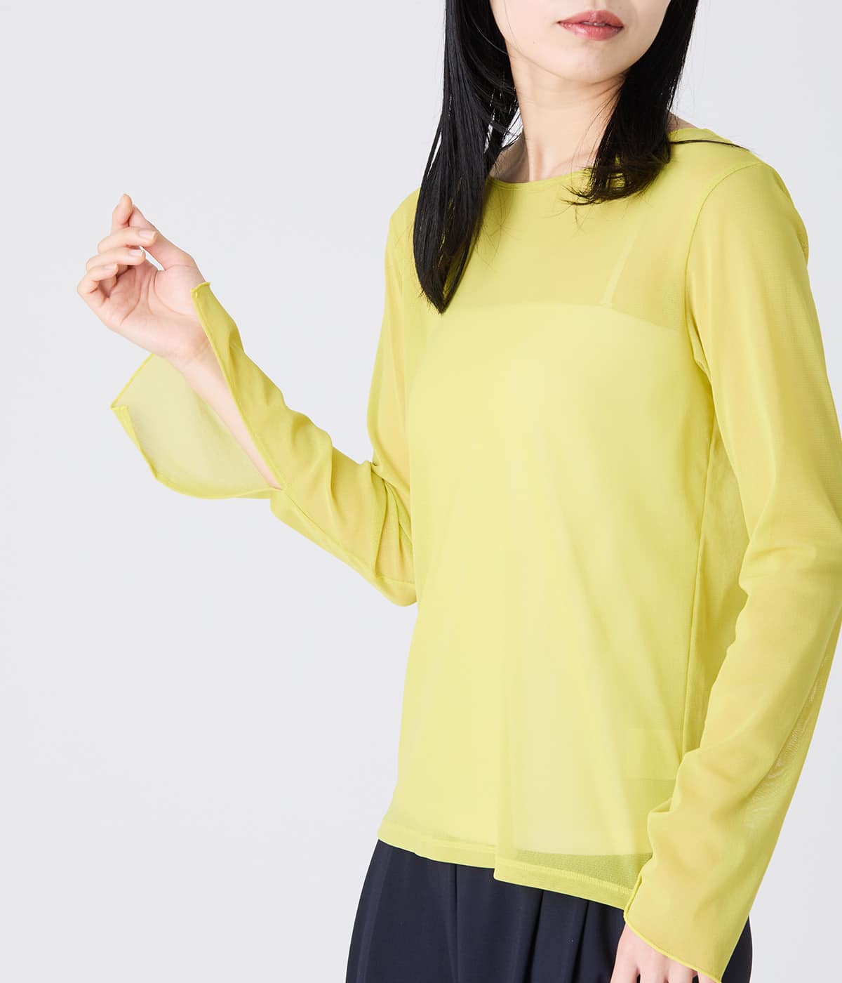 【着回し・日除け】シアーロングスリーブプルオーバー