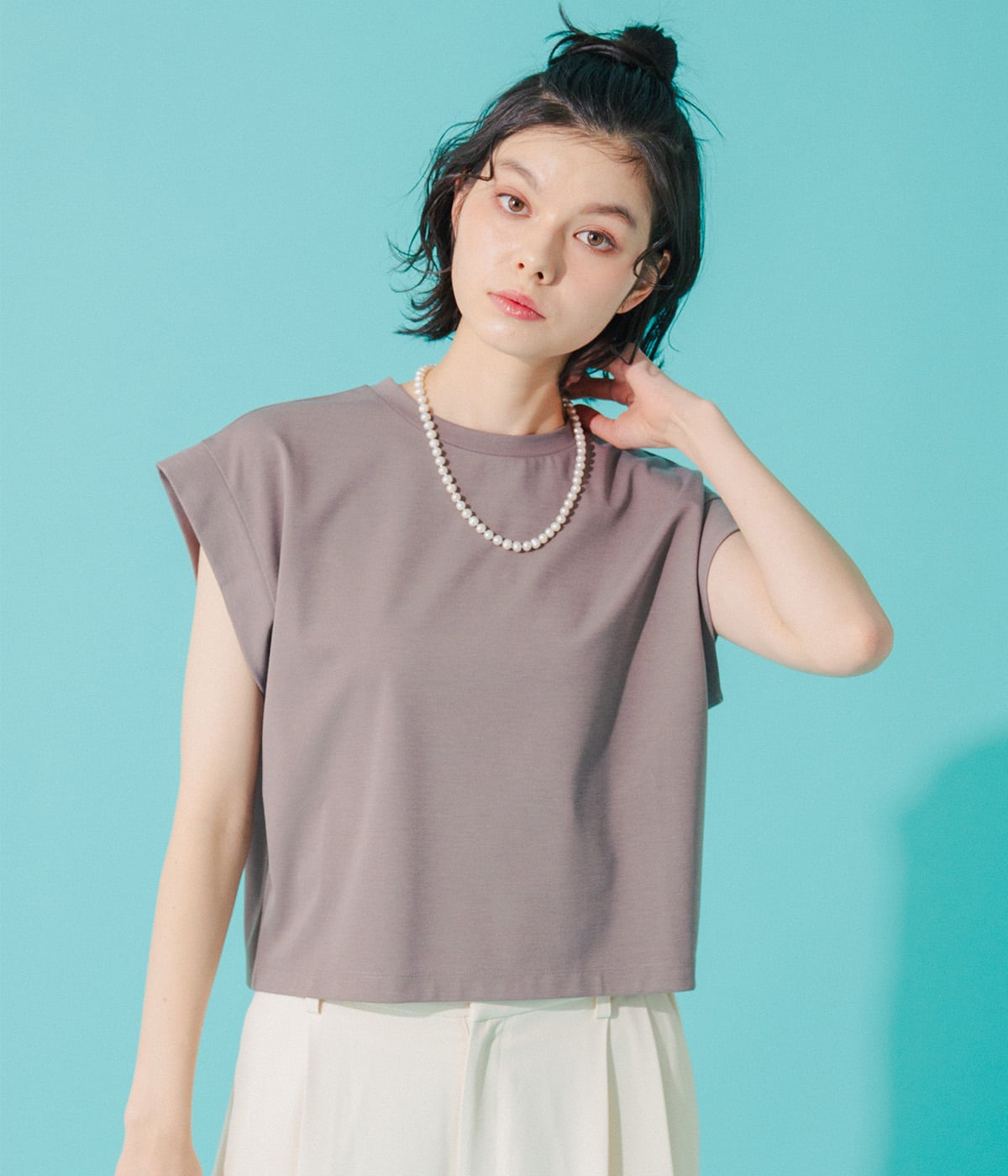 【接触冷感・肌離れ素材】フレンチスリーブプルオーバー