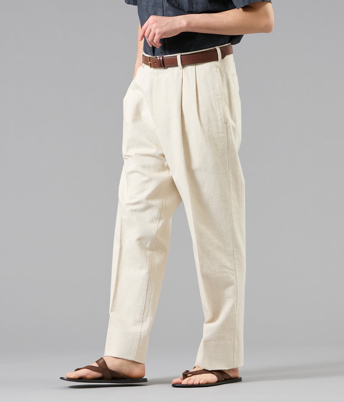 【UCT】コットンリネンデニム オフィサーパンツ