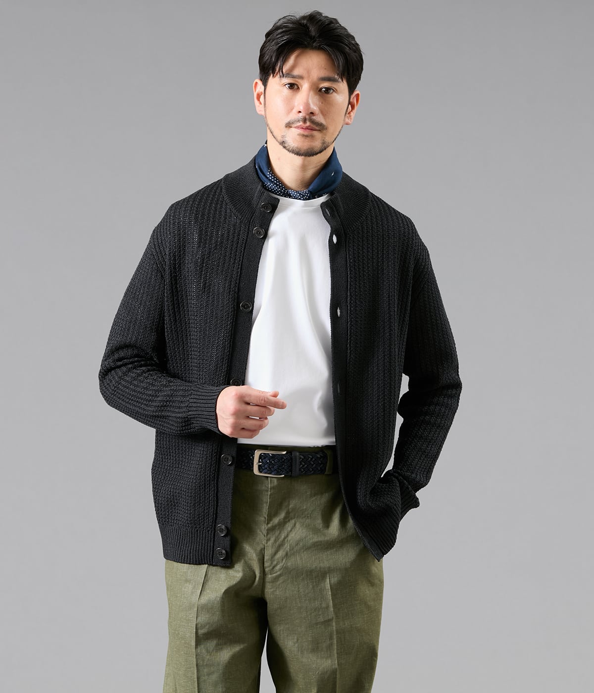 【UCT】モックネック スタンドカラー カーディガン