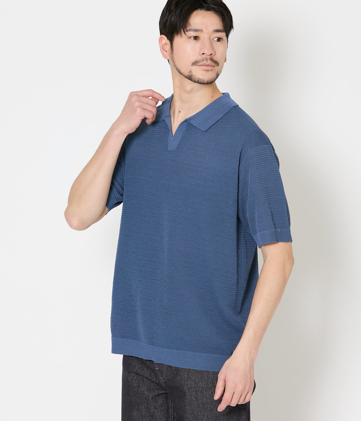 【UCT】スキッパー ニットポロシャツ