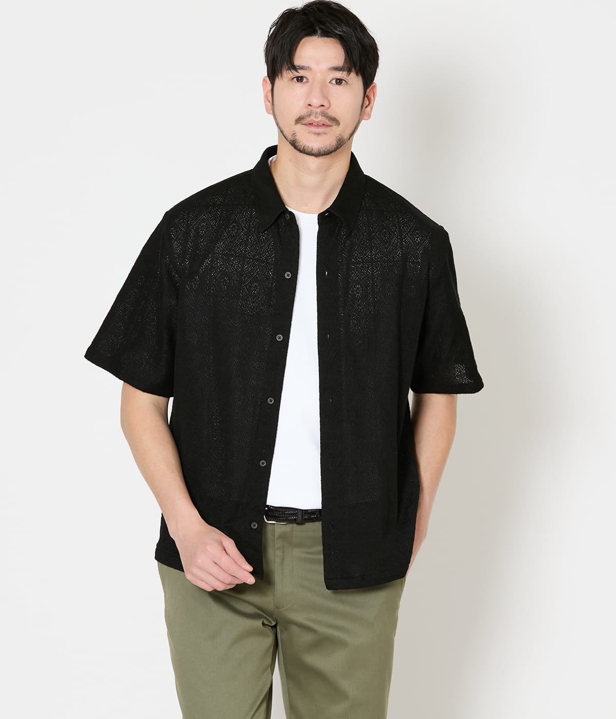 【UCT】メッシュジャカード サニーデイズ 半袖ニットシャツ