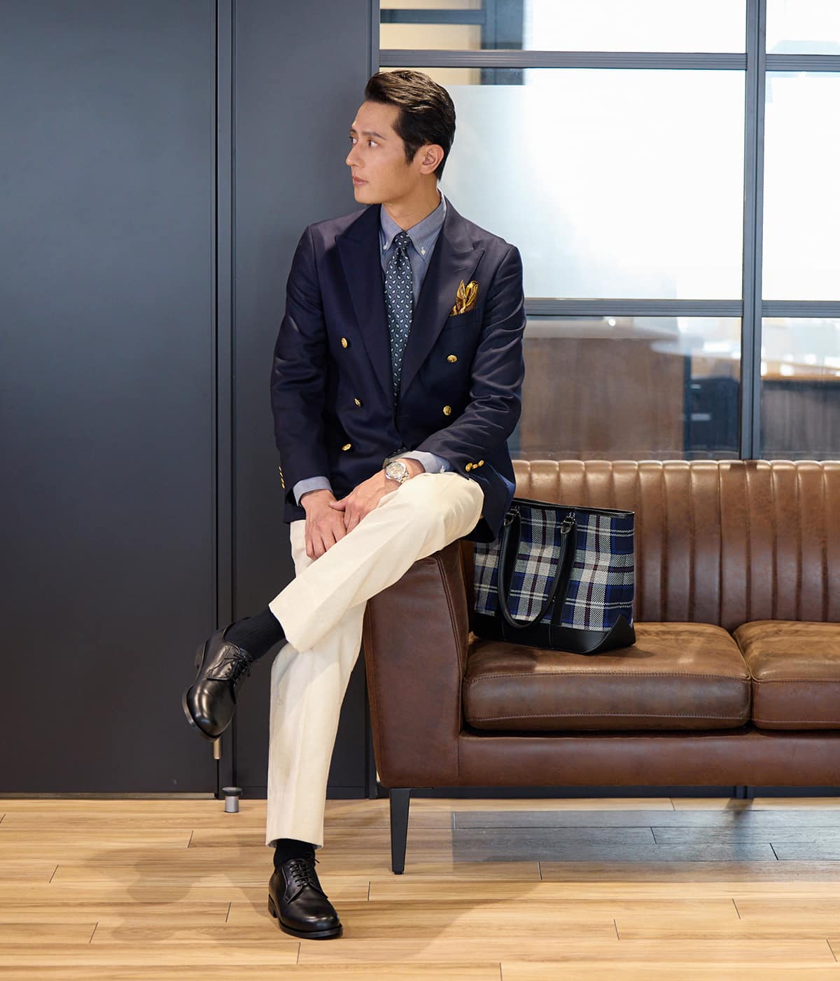 Loro piana ロロピアーナ 金ボタンダブルブレザー Loro Piana 365 バスケット ダブルブレストブレザー(85128152-2026