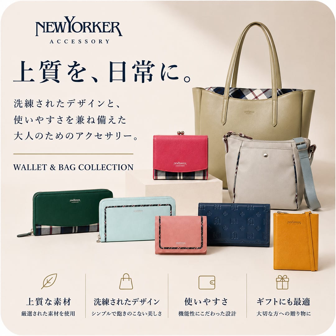 【NEWARRIVAL】NEWYORKER ACCESSORY 定番の財布・バッグが入荷しました。