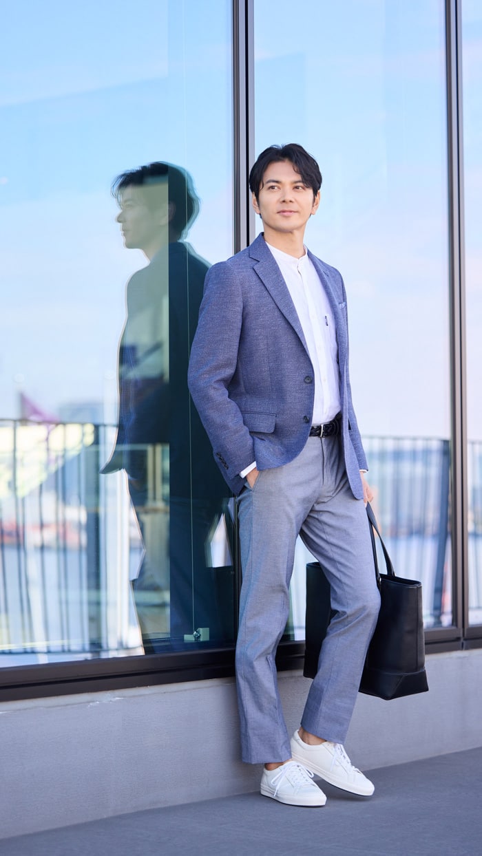 【新品】NEW YORKER スーツ セットアップ グレー ビジネス L 撥水】PREMIUM CLOTH ストライプ スーツ(11023102-2024
