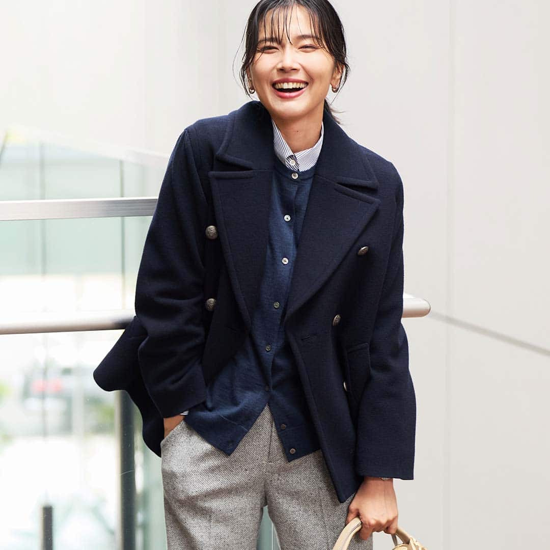 美品 ニューヨーカー パンツスーツ セットアップ チェック ネイビー 17 4L 美品 ニューヨーカー パンツスーツ セットアップ チェック ネイビー 17