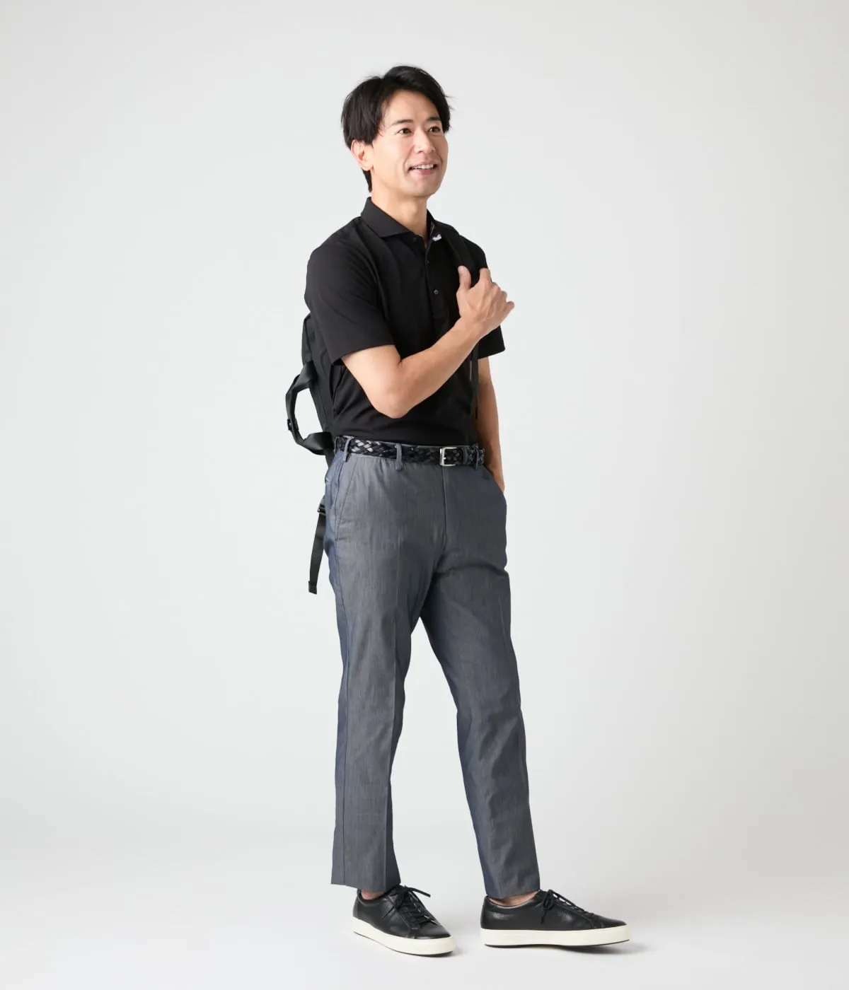 ポロシャツ×コットンパンツ