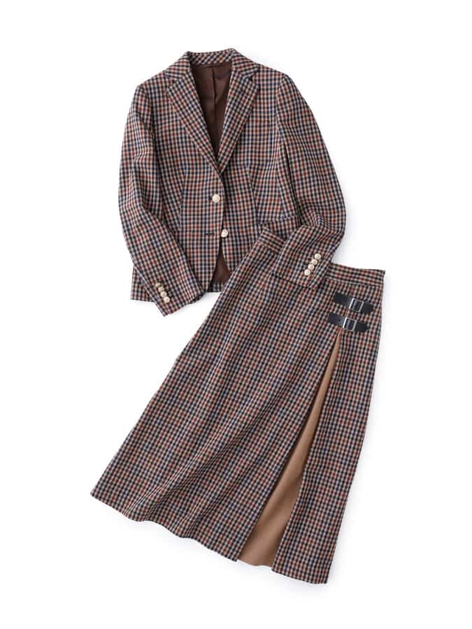 ウールコットン メランジチェック キルト風デザインスカート｜ファッション通販のNY.ONLINE