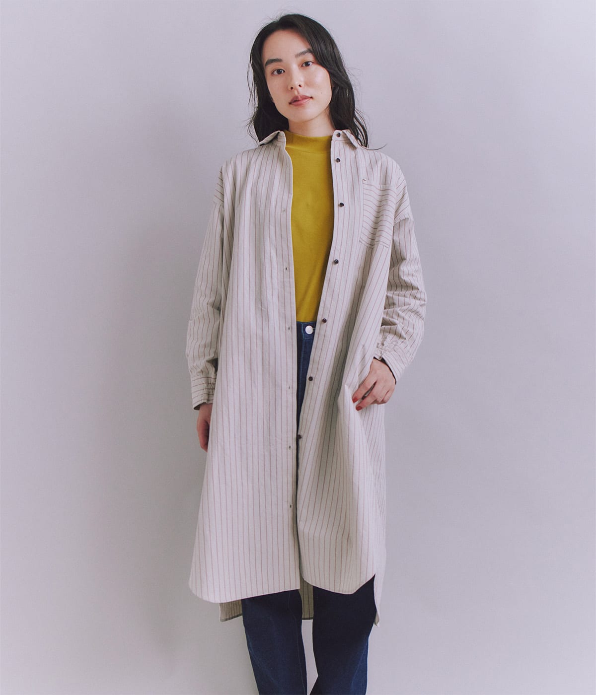 ポケットロングシャツドレス