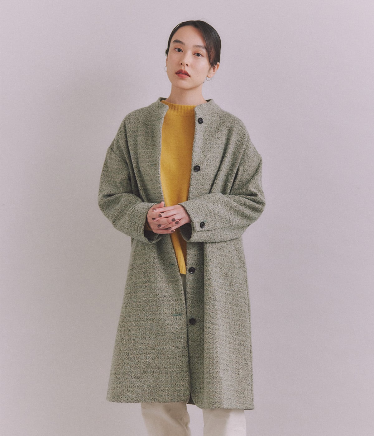 スタンドカラーロングコート