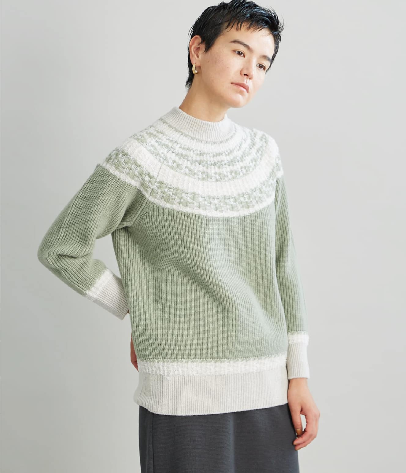 Melange Wool Nylon フェアアイル柄ニット