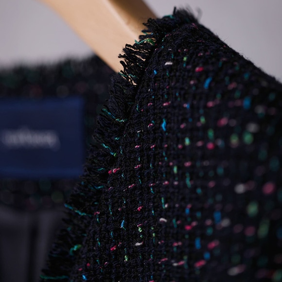 ネオンカラーミックスツィード ノーカラージャケット